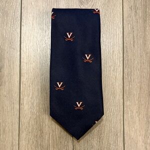 UVA Official Bookstore Logo Navy Blue Tie with Orange/White Collegiate Logo